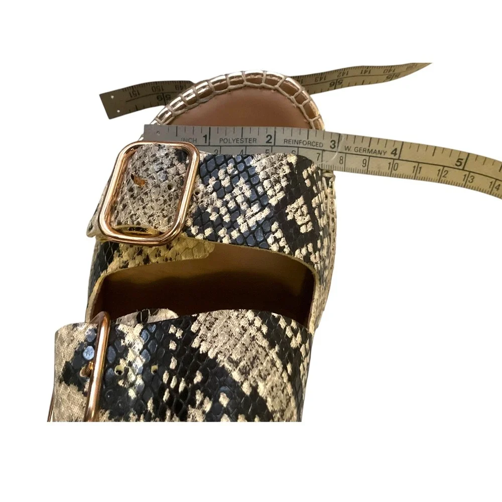Maypol Snakeskin Print Espadrille Slide Sandals Buckle Straps Spain Size 37